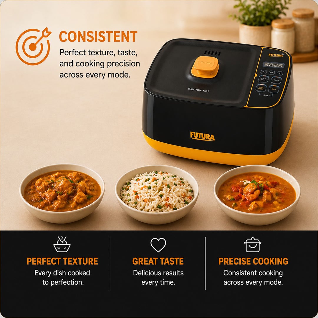 Picture of Futura Smart Pot with Smart App Automatic Rice Cooking Slow Cooking, Sauté, Fry, Steam & Warm Function,100+ Guided Recipes,Portable Table-Top Cooker